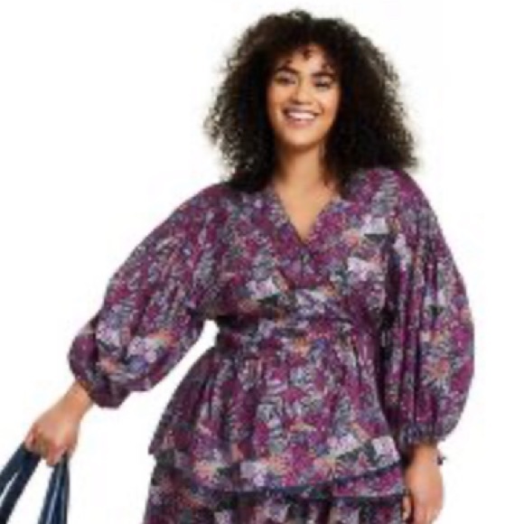 Kika Vargas x Target Wrap Top Size XL Coral Reef Scalloped Edge Purple NWT - Picture 2 of 5